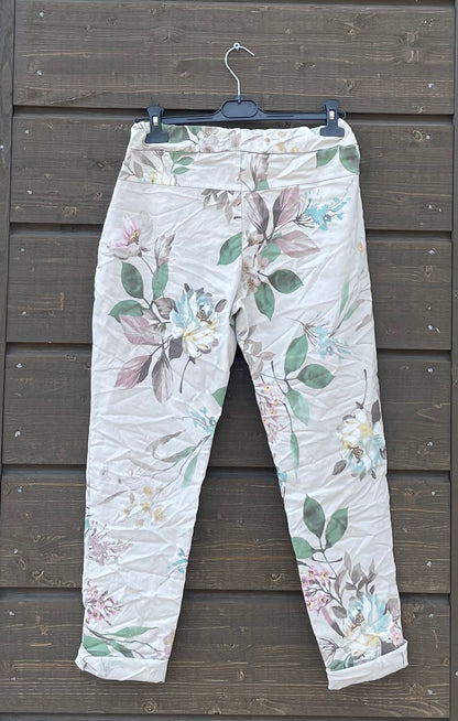 SIGNE 113 MÖNSTRAD BYXA BEIGE